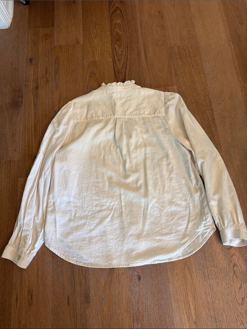 GAP Cream Ruffle-Neck Button Front Top - Picture 3 of 4